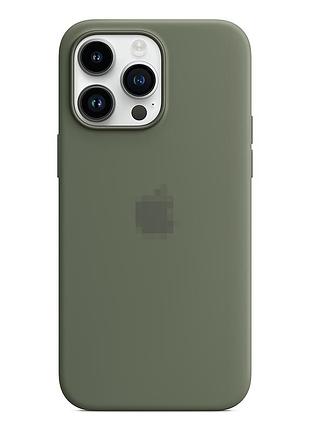 Чехол для iphone 14 pro max силиконовый magsafe оригинальный для защиты от ударов и царапин оливковый