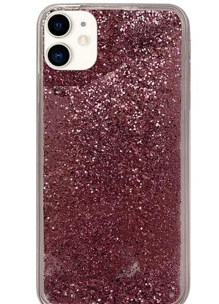 Чехол silicone с блестками для iphone 12 (02) rose розовый