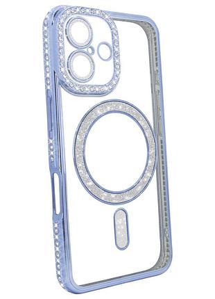 Чехол diamond shining case с magsafe для iphone 16 синий защитный аксессуар для стильного оформления