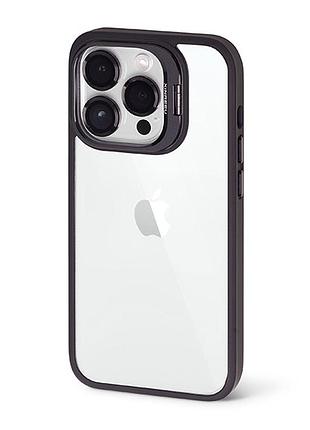 Чохол metal stand case with glass camera для iphone 14 — black