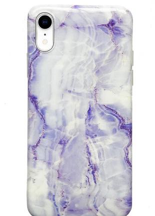 Чехол силиконовый мраморный для iphone xr (06) purple фиолетовый