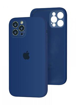 Чохол silicone full case camera protective для iphone 14 pro max navy blue (45) синій