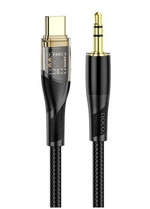 Кабель hoco upa25 transparent digital audio conversion type-c/3.5мм текстильная оплётка черный