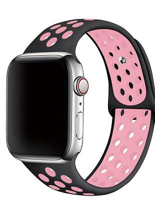 Силиконовый ремешок nike sport band для apple watch 38mm/40mm/41mm black/pink черный с розовым