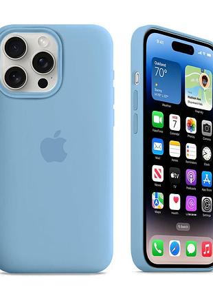 Чехол kassel silicone full case protective для iphone 16 pro max с микрофиброй синий cornflower