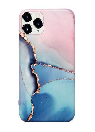 Чохол силіконовий мармуровий для iphone 11 pro (07) blue/rose блакитно рожевий