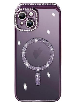 Чохол diamond shining case з magsafe для iphone 13 глибокий фіолетовий стильний захисний аксесуар