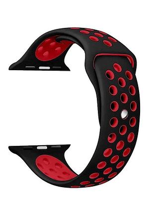Ремінець apple watch силікон чорний із червоним для моделей 42-49 мм