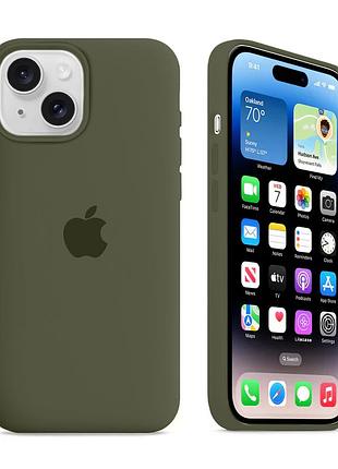 Чехол kassel silicone full case protective для iphone 14 с микрофиброй темно-зеленый dark olive