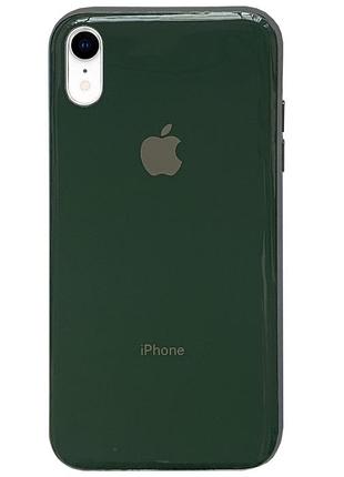 Чохол silicone glass case для iphone xr (09) forest green темно-зелений