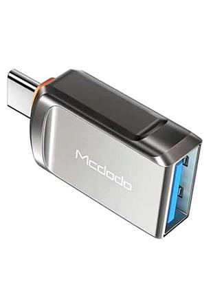 Адаптер mcdodo usb-a 3.0 to type-c сірий 6-pin