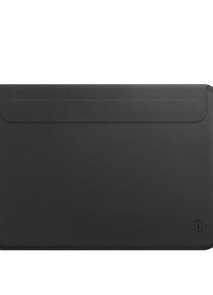 Чохол для macbook pro 16 дюймів wiwu skin pro ii чорний шкіряний для захисту та зберігання ноутбука