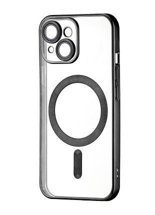 Чехол силиконовый ductil metallic edge с защитой камеры для iphone 15 черный magsafe