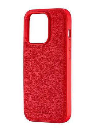 Чехол jinduka leather case magsafe противоударный для iphone 14 pro красный