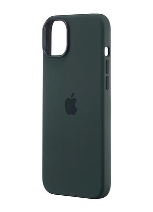 Чехол силиконовый magsafe противоударный для iphone 15 plus темно-зеленый