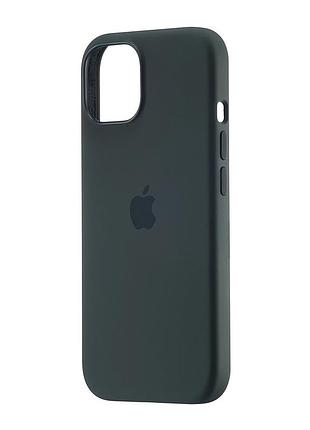 Чехол силиконовый magsafe противоударный для iphone 15 темно-зеленый