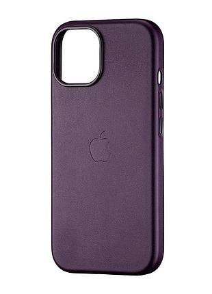 Чехол leather case magsafe противоударный для iphone 15 бордовый