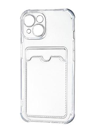 Чехол силиконовый противоударный с защитой камеры для iphone 15 прозрачный
