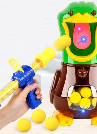 Игрушечный пистолет duck shooting на батарейках с мячиками звуковыми эффектами для детей от 5 лет зелёный