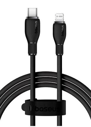 Кабель baseus pudding series 20w type-c to lightning 1.2m силиконовая оплётка черный