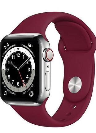 Силиконовый ремешок marsala для часов apple sport band 38mm 40mm 41mm 42mm для активного отдыха