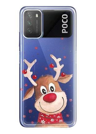 Чохол прозорий новорічний clear для xiaomi poco m3 (06) олень new year
