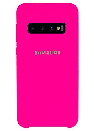 Чехол silicone case для samsung premium s10 plus shiny pink (21) ярко розовый
