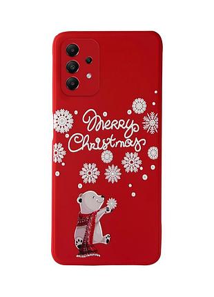 Чехол новогодний tpu для samsung a52 (04) мишка merry christmas красный