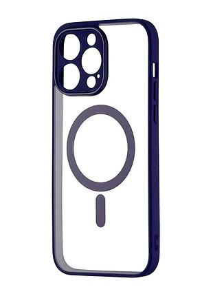 Чехол силиконовый color edge с magsafe защита камеры для iphone 14 pro max фиолетовый