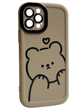 Чехол силиконовый paws case для iphone 12 pro max противоударный с защитой камеры цвет bear hug - brown
