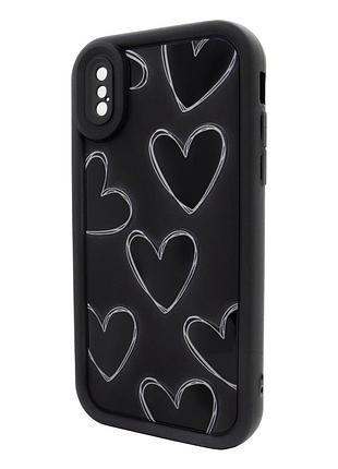 Чохол для iphone x/xs pretty things чорний із серцями для захисту та стильного оформлення телефона