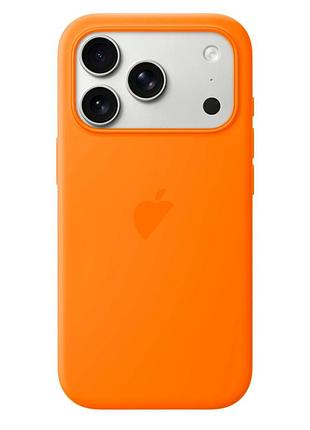 Чехол силиконовый silicone case с magsafe для iphone 17 pro защита камеры оранжевый