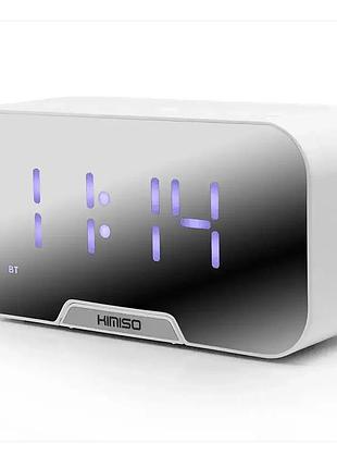 Bluetooth-колонка годинник з fm радіо 3 вт 1400 mah білий kimiso k10 для дому та роботи