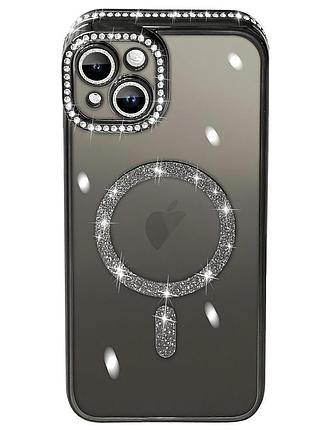 Чохол diamond shining case для iphone 14 чорний з magsafe захист і стильний дизайн