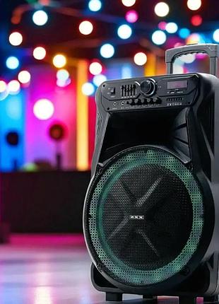 Портативная акустическая колонка 600вт 15 дюймов bluetooth usb черная zxx-7272 для караоке и вечеринок