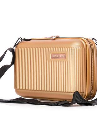 Бьюти-кейс 4.5l из abs-пластика для хранения личных вещей gold semi line t5663-1
