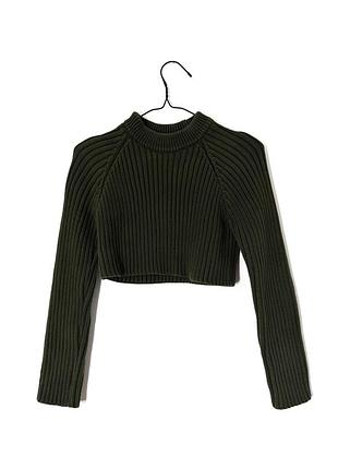 Короткий джемпер в рубчик цвета хаки zara
