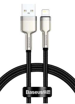 Кабель baseus cafule metal lightning 2.4a 0.25m для iphone черный