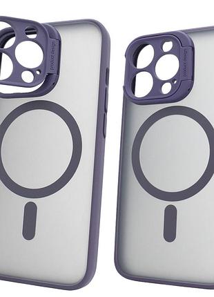 Чехол для iphone 14 pro с подставкой и magsafe фиолетовый для удобной съемки и защиты