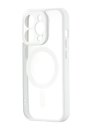 Чехол силиконовый color edge с magsafe защита камеры для iphone 15 pro белый