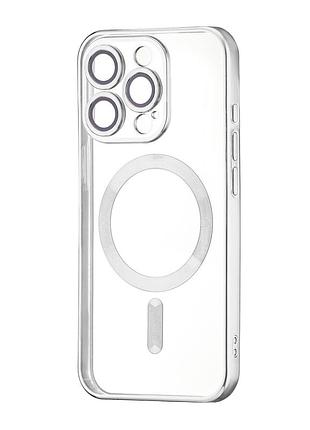 Чохол силіконовий ductil metallic edge з magsafe захист камери для iphone 15 pro сріблястий