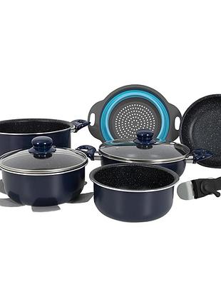 Набор посуды gimex cookware set 9 предметов алюминий индукция синий