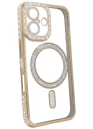Чехол diamond shining case magsafe для iphone 16 золотой стильный защитный аксессуар