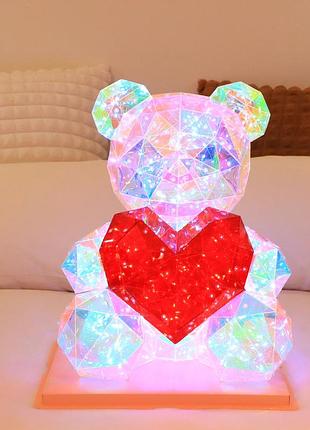 Светодиодный мишка love bear ночник с сердцем для романтического декора в спальне и детской комнате