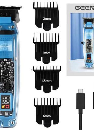 Мультитриммер geemy gm8007 аккумуляторный триммер с usb зарядкой мощность 5 вт 4 насадки для стрижки волос и бороды