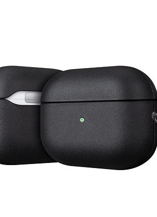 Чехол кожаный для airpods pro черный стильный аксессуар для защиты наушников