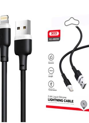 Кабель liquid silicone lightning 2.4a для iphone черный