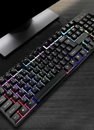 Игровая клавиатура rgb подсветка usb черная kr 6300 для пк 104 клавиши