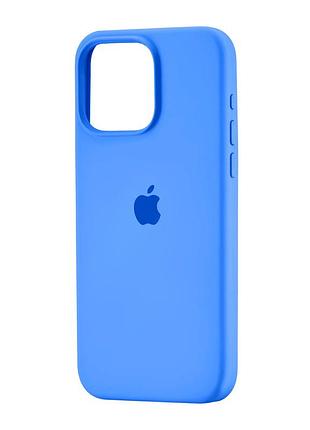 Чехол силиконовый противоударный для iphone 15 pro max защита камеры голубой