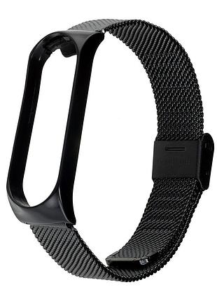 Ремешок из нержавеющей стали для mi band 3/4 черный магнитный
